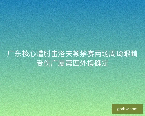 广东核心遭肘击洛夫顿禁赛两场周琦眼睛受伤广厦第四外援确定